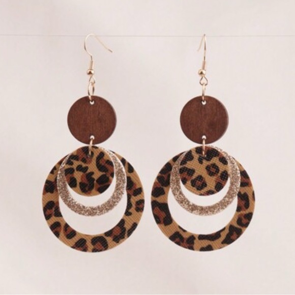 Stylish Brown and Leopard Print Earrings - Picture 3 of 9